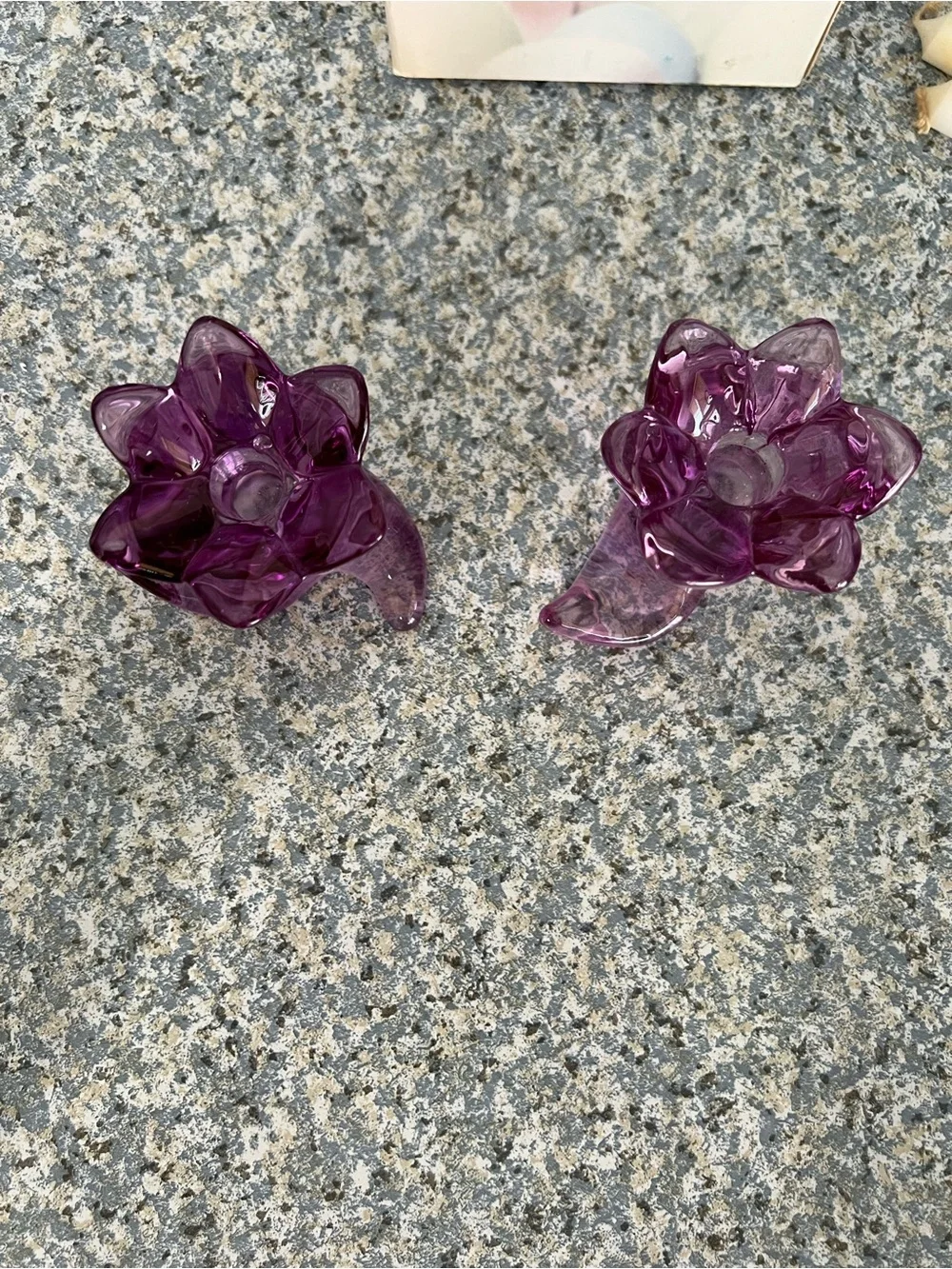 Lenox Occasions Easter Purple Glass Floral Taper Candle Holder Set of 2